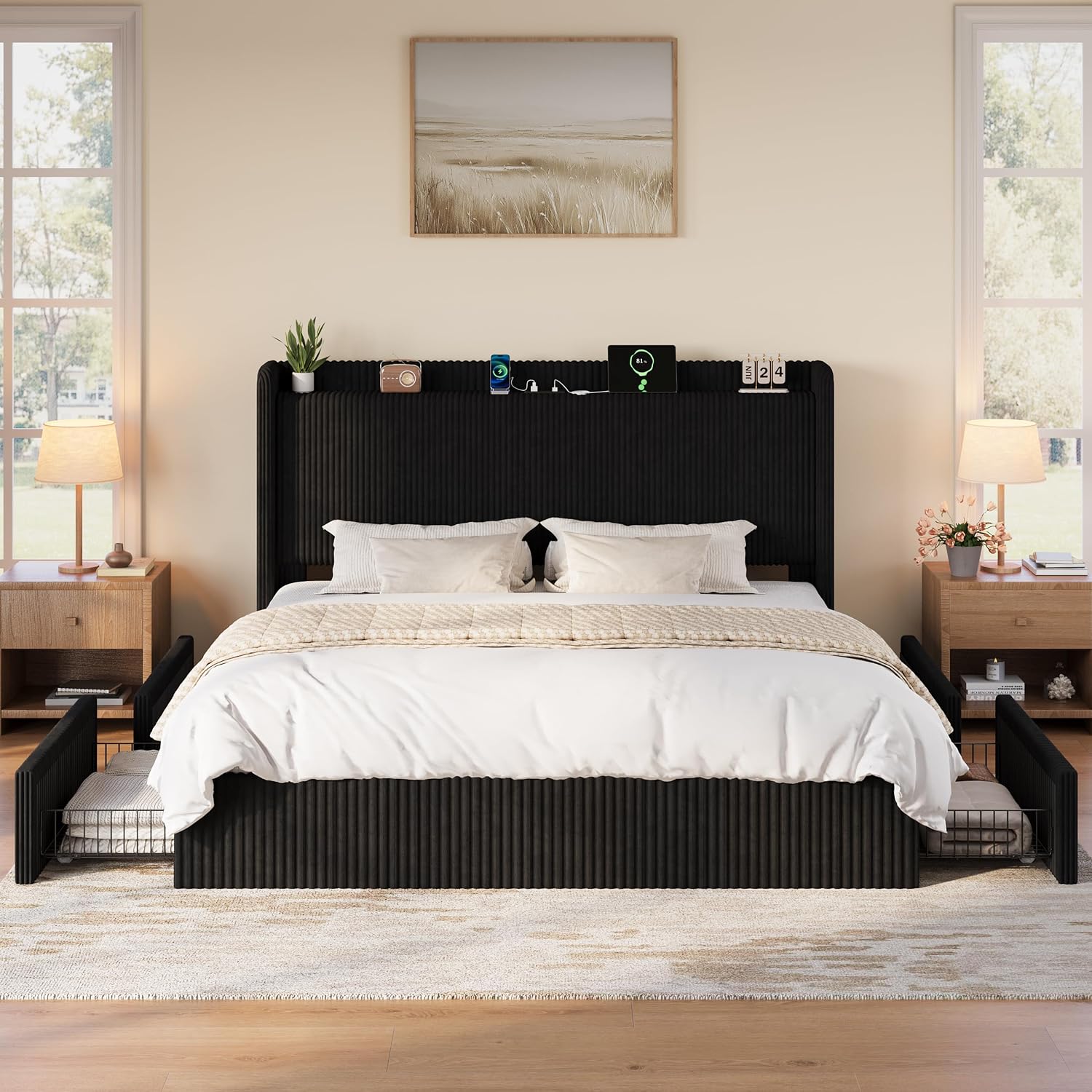 Rama łóżka typu King Size z 4  – King Size Bed Frame With Storage Drawers recenzja i cena