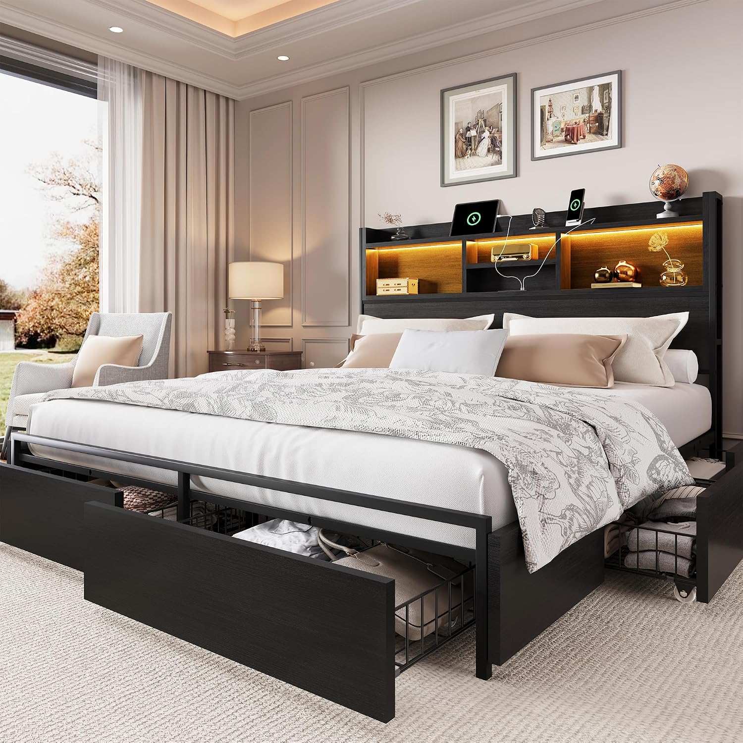 Rama łóżka typu king size z 6  – King Size Bed Frame With Storage Drawers recenzja i cena