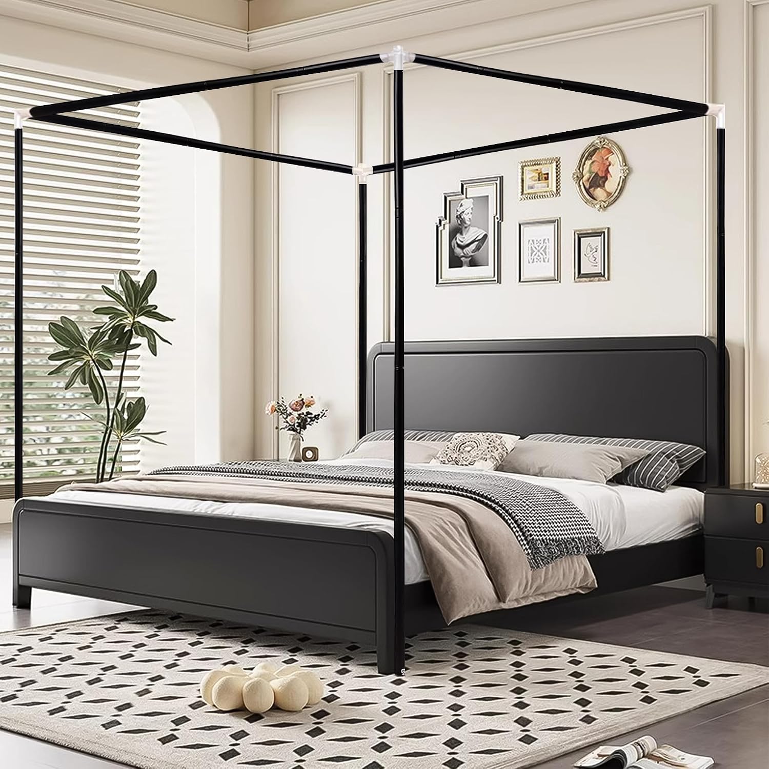 Rama łóżka z baldachimem ze st – Canopy Bed Frame Metal Queen recenzja i cena