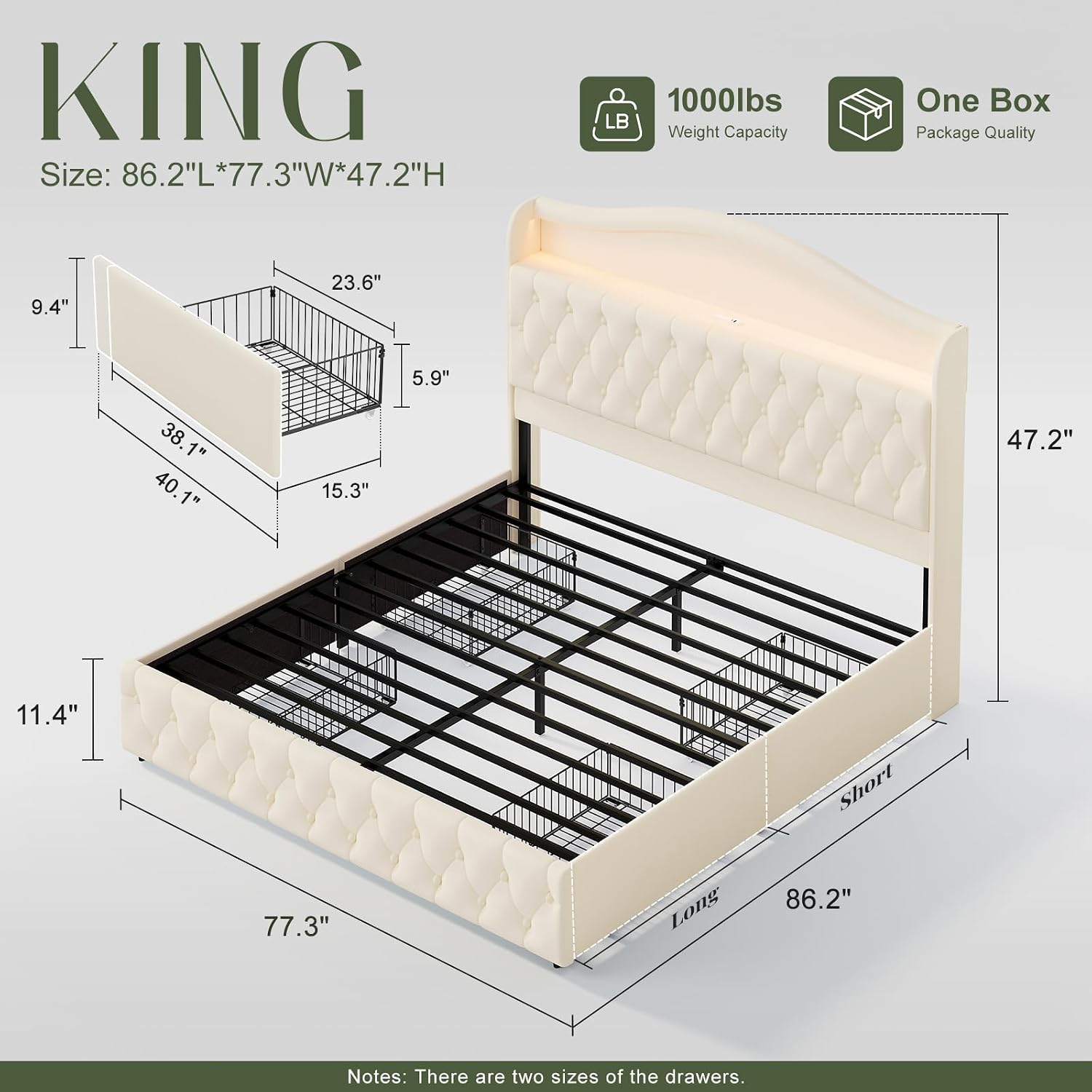 Rama łóżka typu platforma w ro – King Size Bed Frame With Storage Drawers recenzja i cena