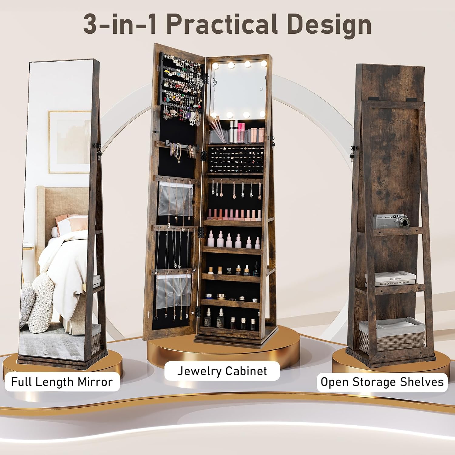 Obrotowa szafa na biżuterię z  – Full Length Mirror Jewelry Armoire recenzja i cena