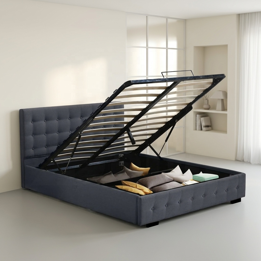 Nowoczesne łóżko Queen Size z  – Gas Lift Storage Bed Hydraulic recenzja i cena