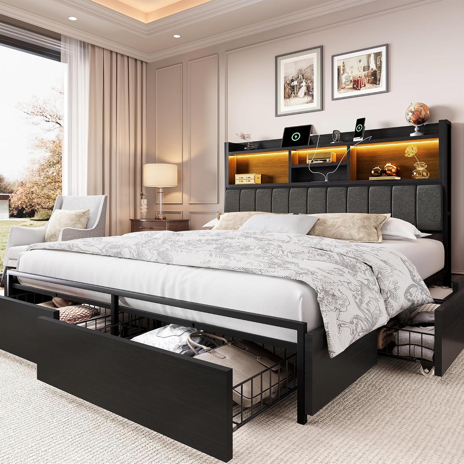 Rama łóżka typu king size z 6  – King Size Bed Frame With Storage Drawers recenzja i cena