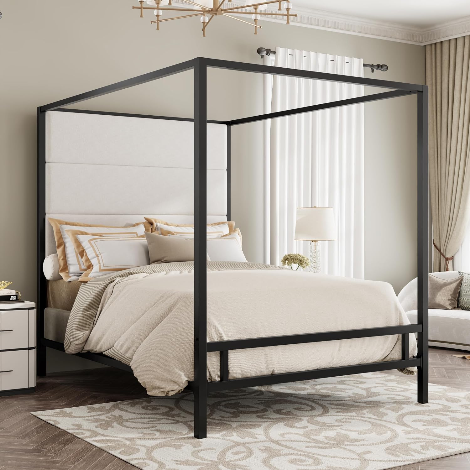 Rama łóżka z baldachimem Queen – Canopy Bed Frame Metal Queen recenzja i cena