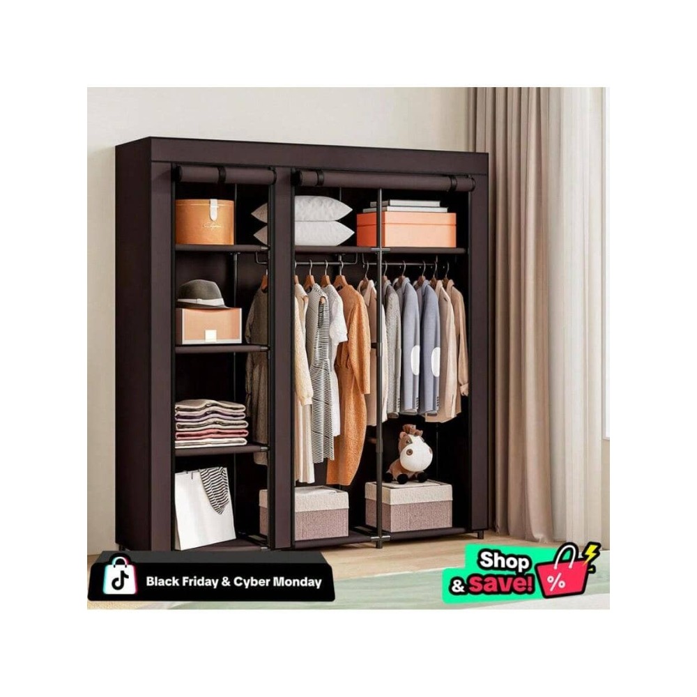 Przenośna szafa z metalowym wi – Wardrobe Closet Portable Fabric Cover recenzja i cena