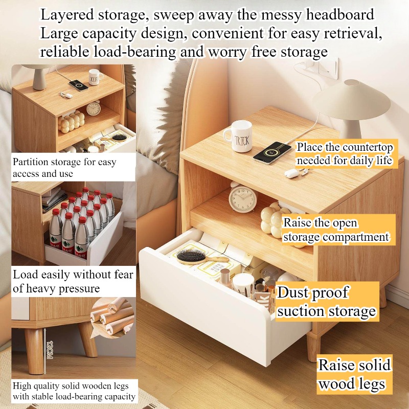 Biały stolik nocny Sypialnia z – Solid Wood Nightstand 2 Drawers recenzja i cena