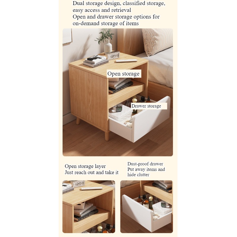 Biały stolik nocny Sypialnia z – Solid Wood Nightstand 2 Drawers recenzja i cena