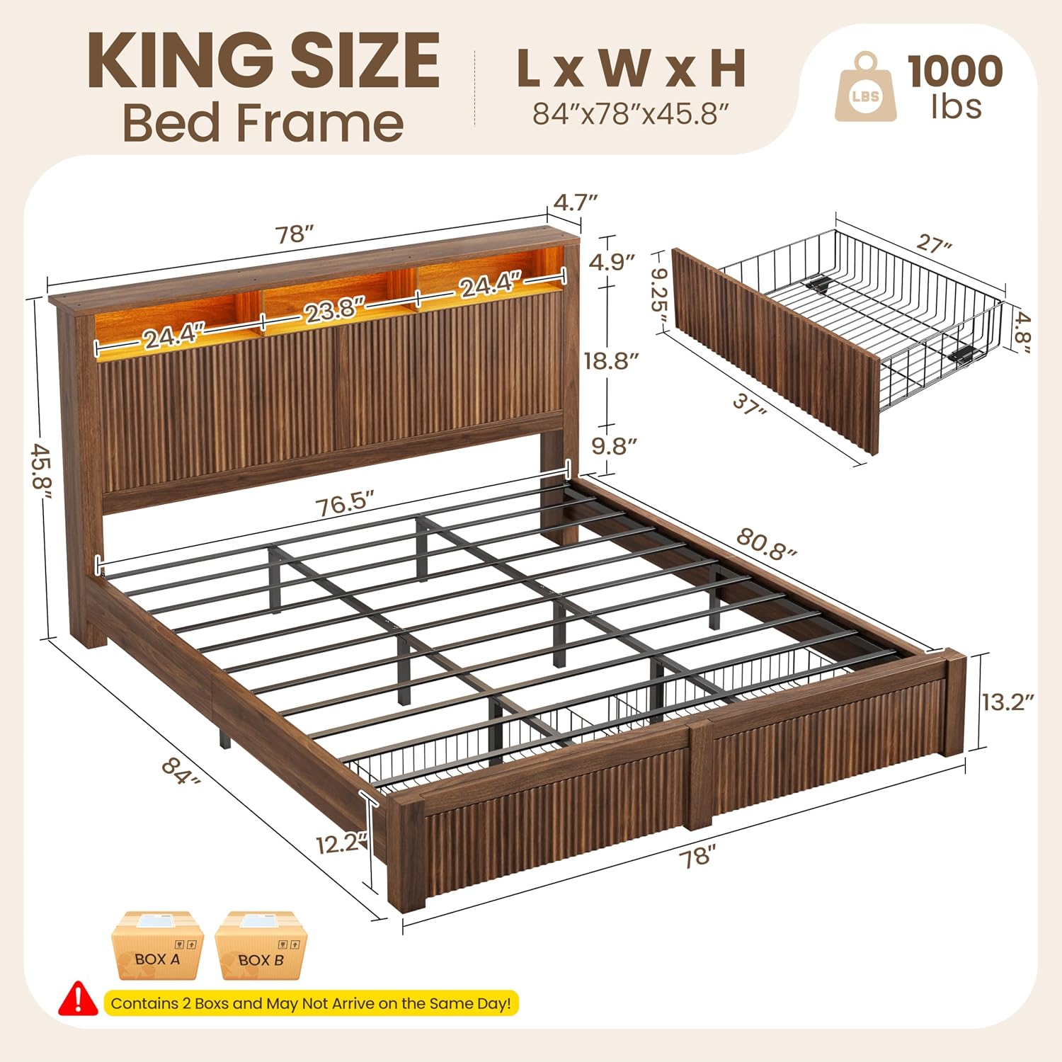 Rama łóżka typu King Size z za – King Size Bed Frame With Storage Drawers recenzja i cena
