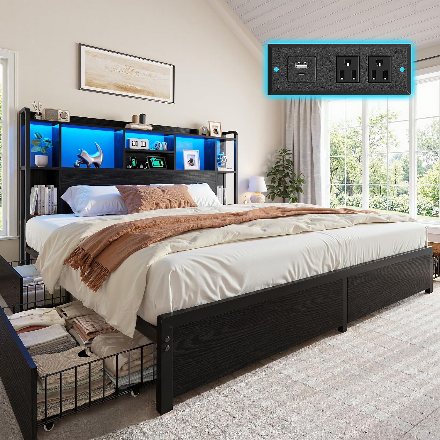 Rama łóżka typu King Size z za – King Size Bed Frame With Storage Drawers recenzja i cena