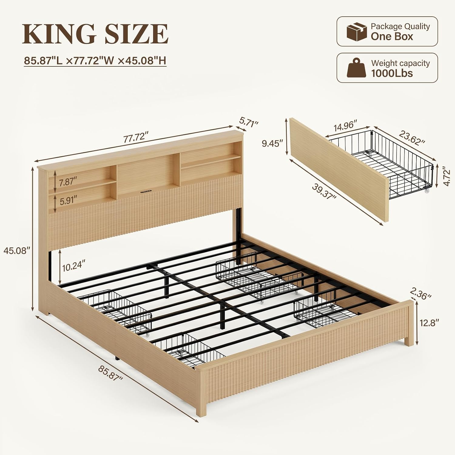 Rama łóżka typu King Size z 4  – King Size Bed Frame With Storage Drawers recenzja i cena