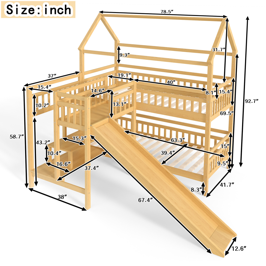 Łóżko piętrowe w kształcie dom – Bunk Bed With Stairs And Slide recenzja i cena