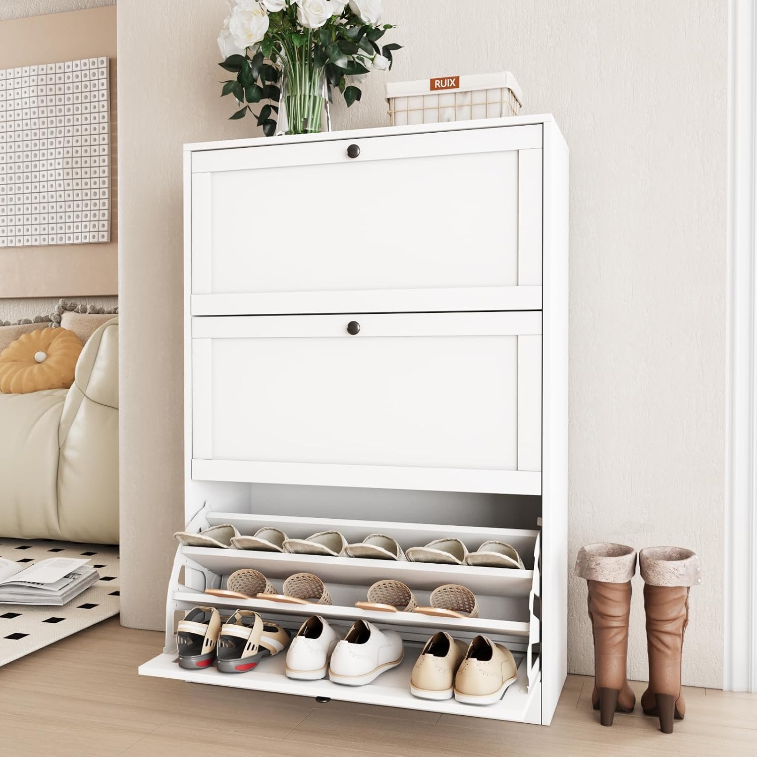 Szafka na buty, organizer z tr – Shoe Rack Cabinet Narrow Entryway recenzja i cena