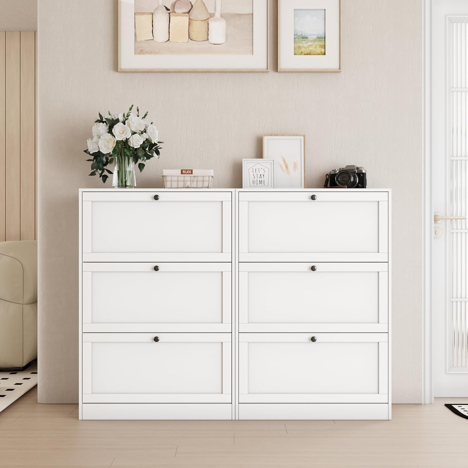 Szafka na buty, organizer z tr – Shoe Rack Cabinet Narrow Entryway recenzja i cena