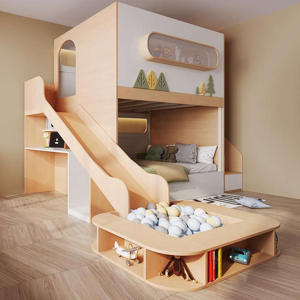 Łóżko piętrowe w kształcie kap – Bunk Bed With Stairs And Slide recenzja i cena