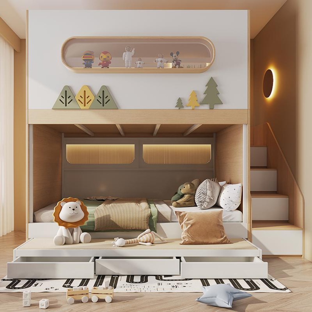 Łóżko piętrowe w kształcie kap – Bunk Bed With Stairs And Slide recenzja i cena