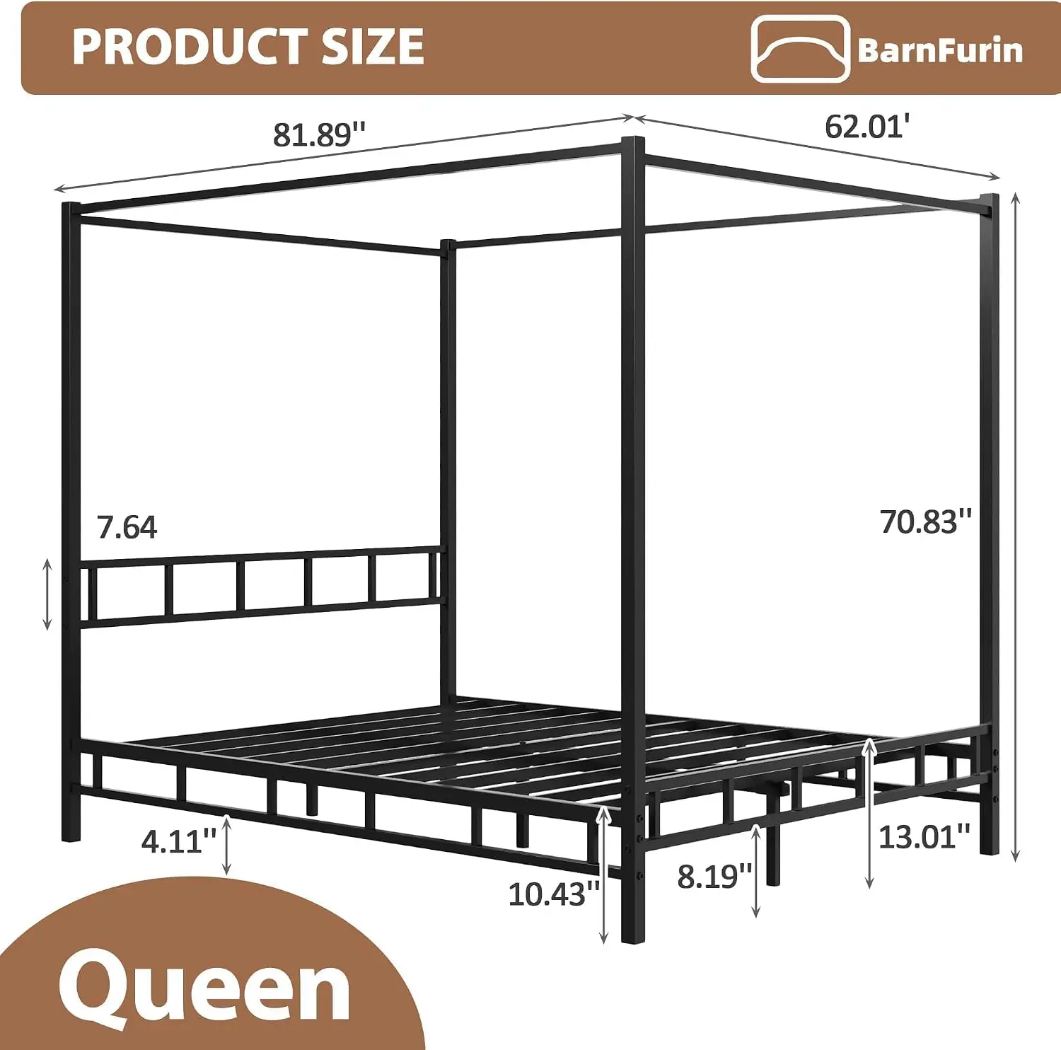Metalowa rama łóżka z baldachi – Canopy Bed Frame Metal Queen recenzja i cena