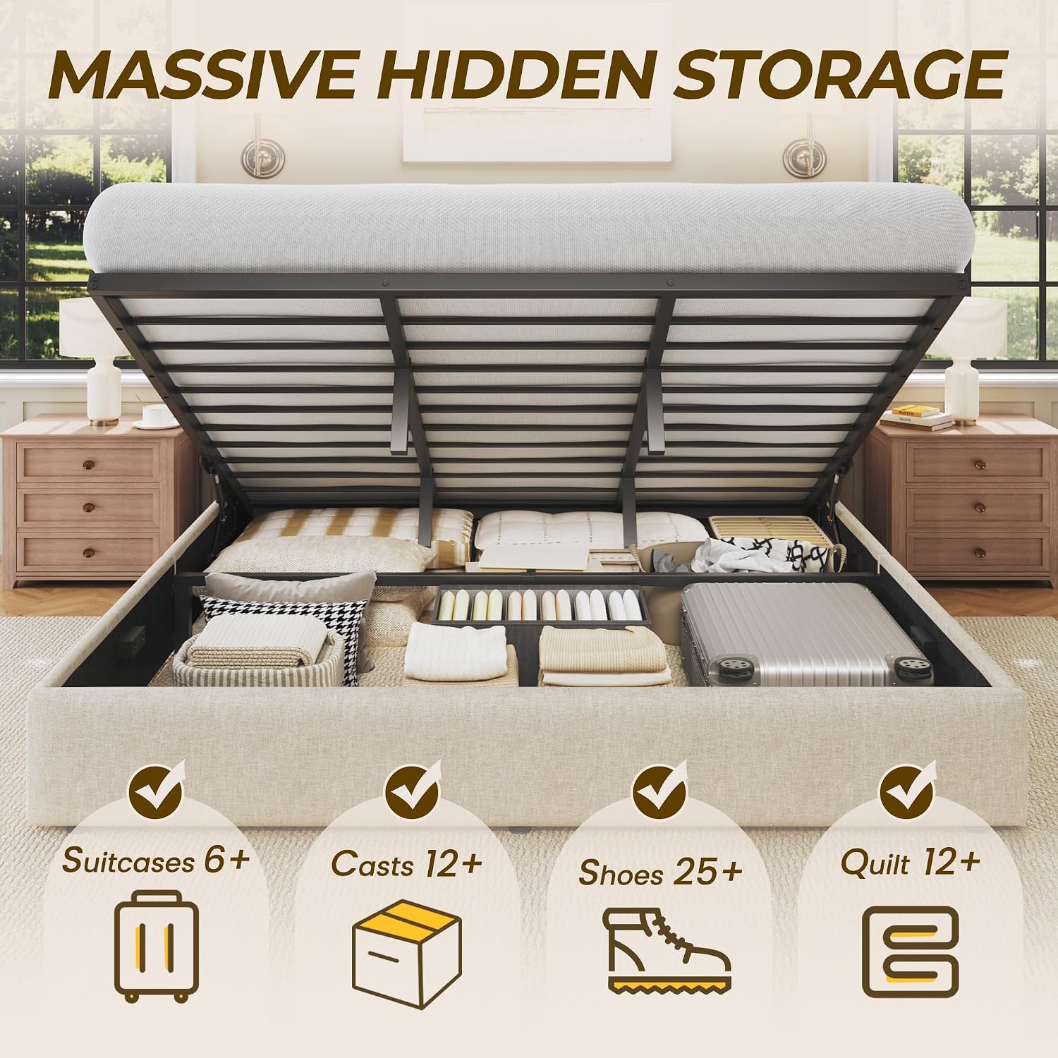 Łóżko z podnoszonym schowkiem  – Gas Lift Storage Bed Hydraulic recenzja i cena