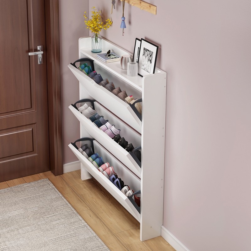 Dwupoziomowa drewniana szafka  – Shoe Rack Cabinet Narrow Entryway recenzja i cena