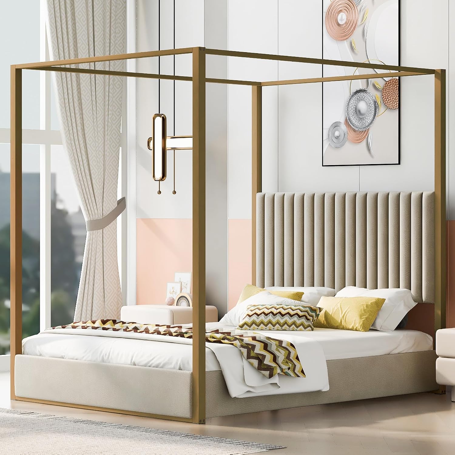 Nowoczesne łóżko z baldachimem – Canopy Bed Frame Metal Queen recenzja i cena