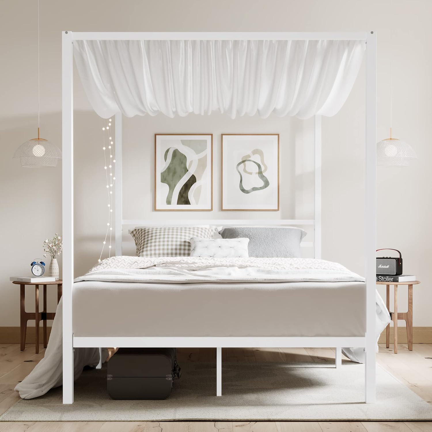 Metalowa rama łóżka z baldachi – Canopy Bed Frame Metal Queen recenzja i cena