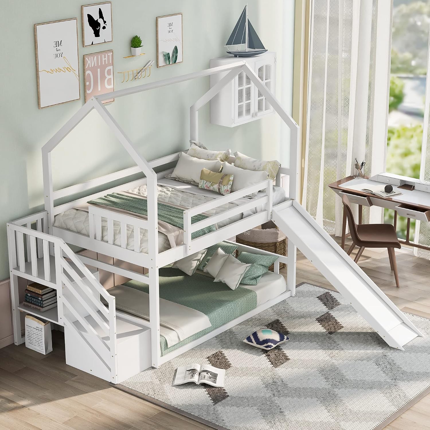 Podwójne łóżko piętrowe z zjeż – Bunk Bed With Stairs And Slide recenzja i cena