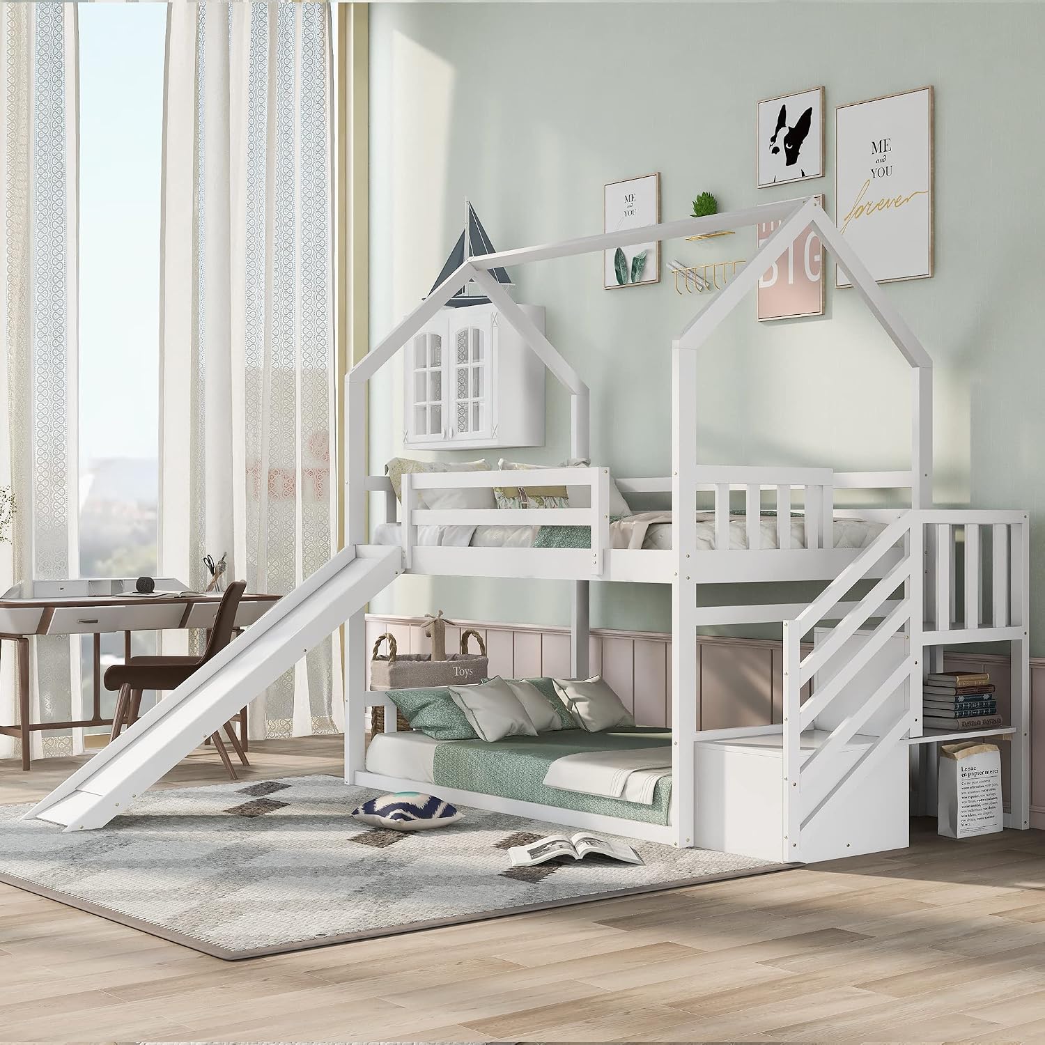 Podwójne łóżko piętrowe z zjeż – Bunk Bed With Stairs And Slide recenzja i cena