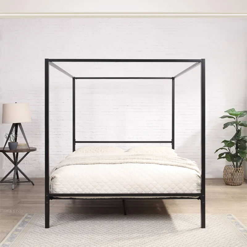 Łóżko z baldachimem w nowoczes – Canopy Bed Frame Metal Queen recenzja i cena