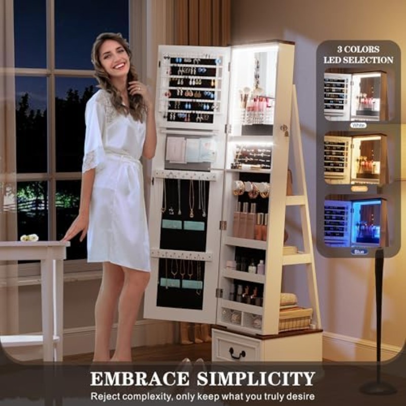 360 ° Obrotowa szafka na biżut – Full Length Mirror Jewelry Armoire recenzja i cena