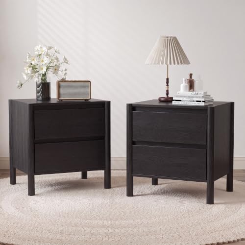 Nowoczesny czarny zestaw 2 sza – Solid Wood Nightstand 2 Drawers recenzja i cena