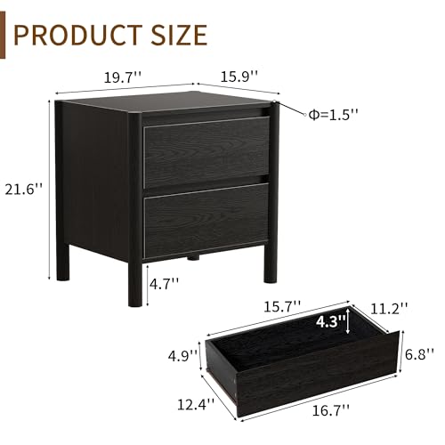 Nowoczesny czarny zestaw 2 sza – Solid Wood Nightstand 2 Drawers recenzja i cena
