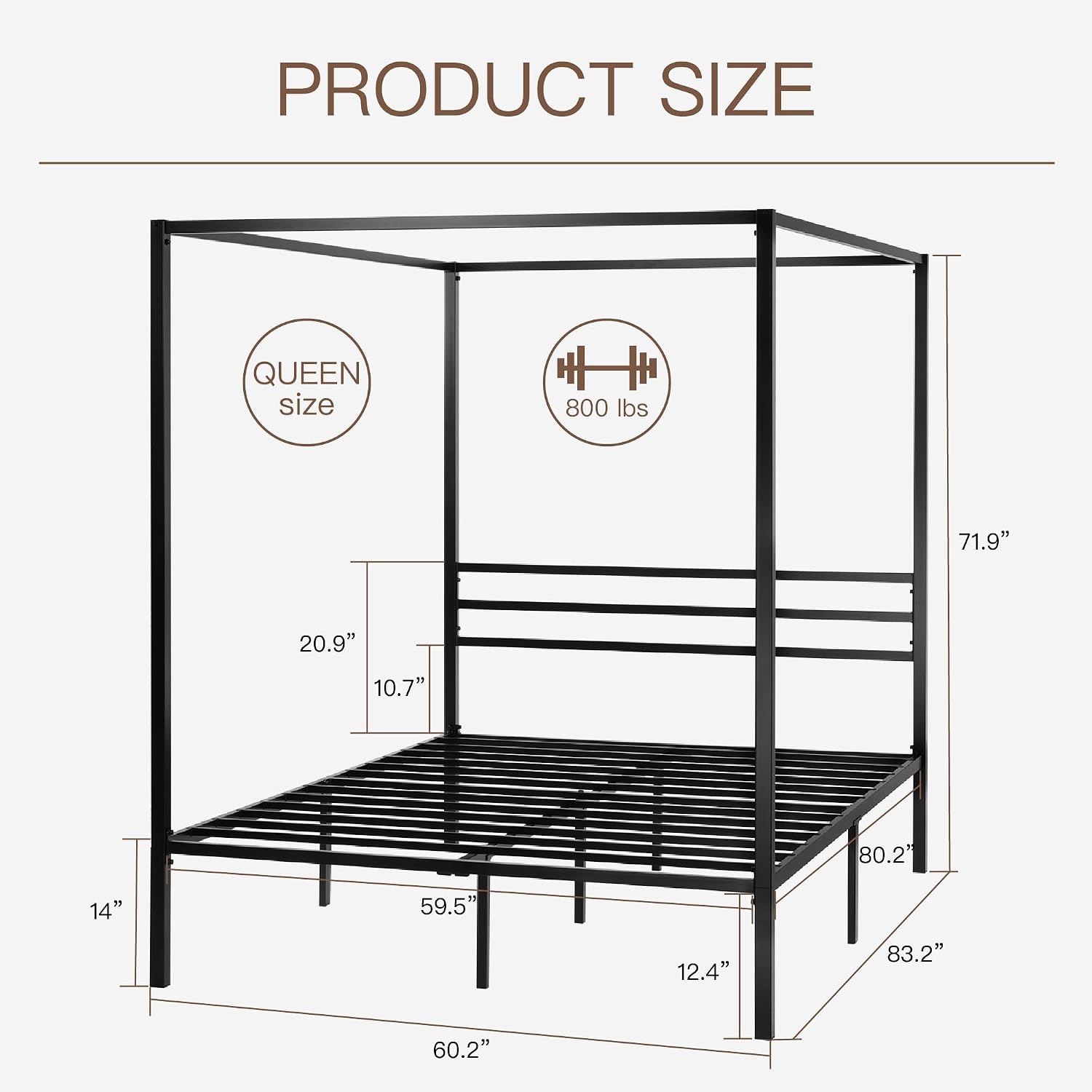 Rama łóżka z metalowym baldach – Canopy Bed Frame Metal Queen recenzja i cena