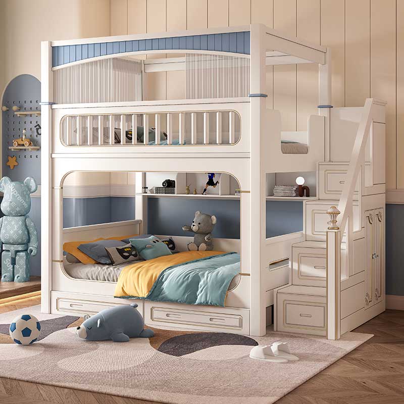 Nowoczesne białe zestawy mebli – Bunk Bed With Stairs And Slide recenzja i cena