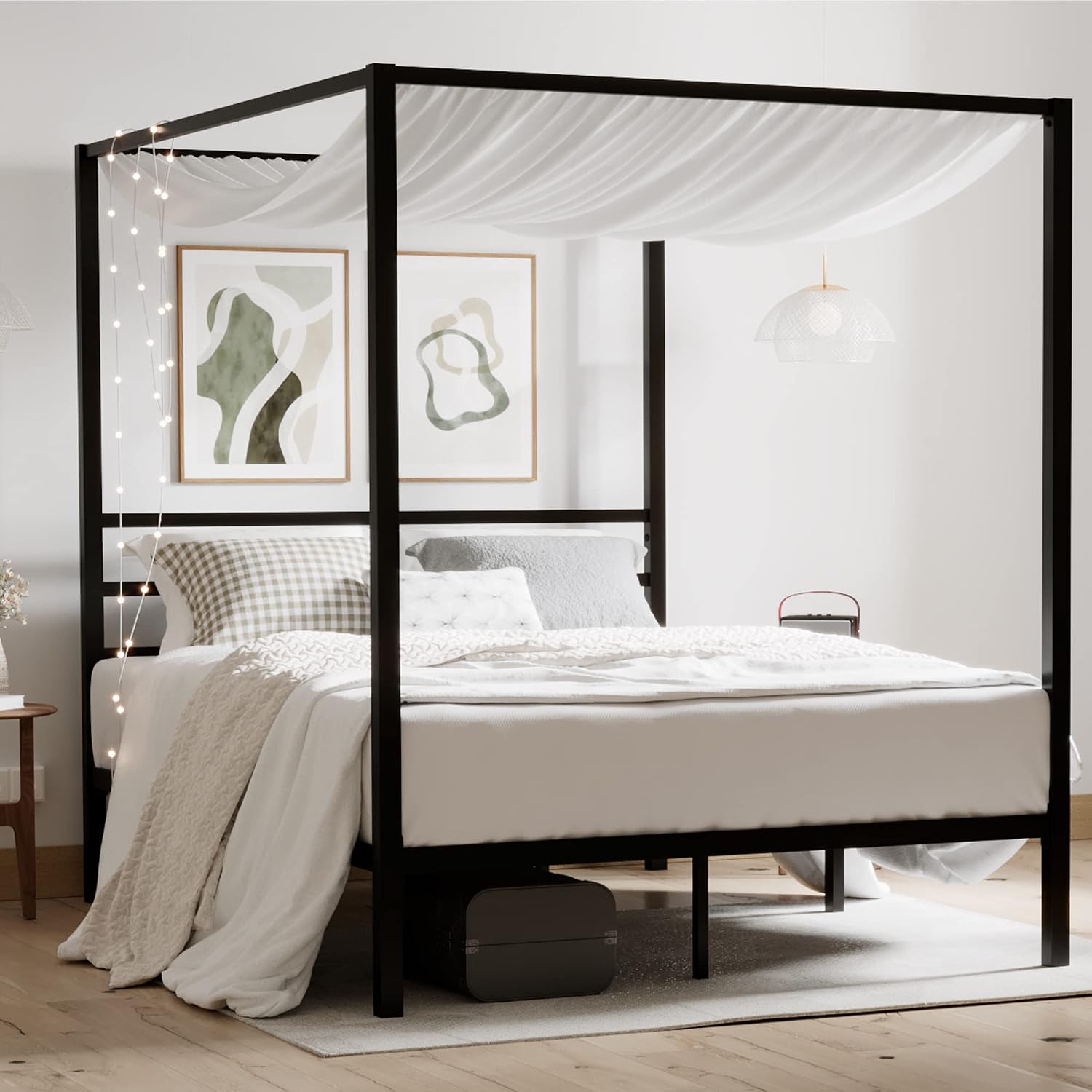 Metalowa rama łóżka z baldachi – Canopy Bed Frame Metal Queen recenzja i cena