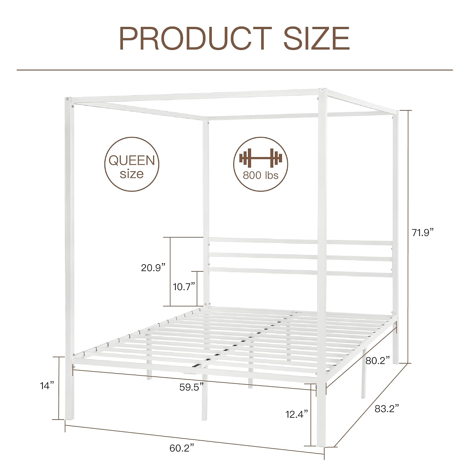 Metalowa rama łóżka z baldachi – Canopy Bed Frame Metal Queen recenzja i cena