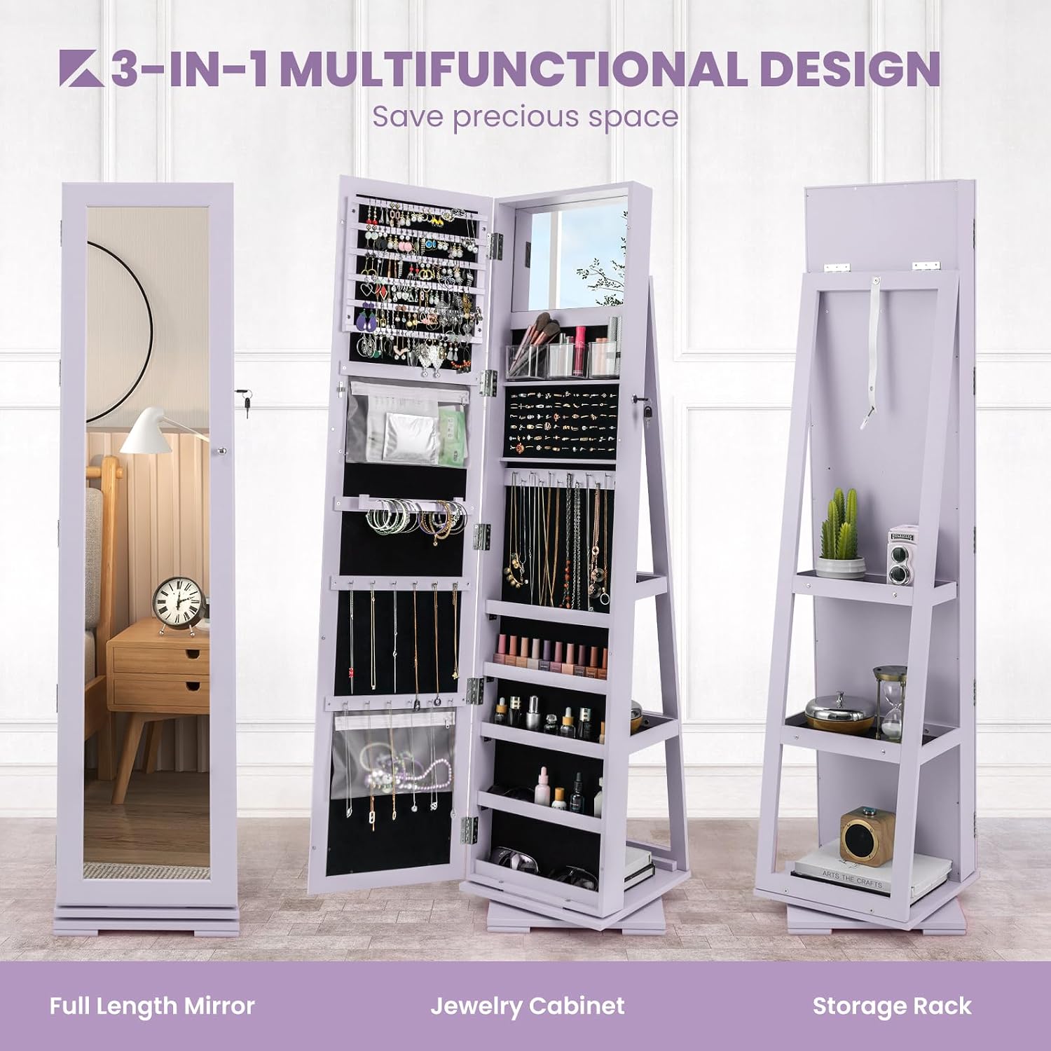 Szafa na biżuterię z obrotowym – Full Length Mirror Jewelry Armoire recenzja i cena