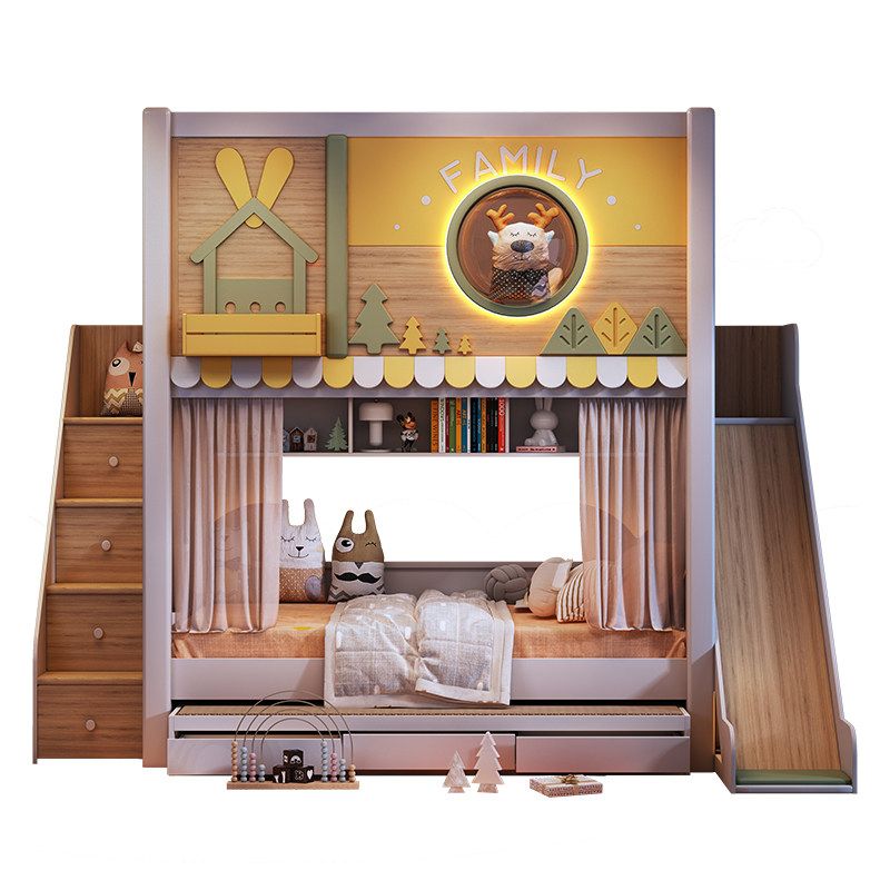 Nowoczesne łóżko piętrowe dla  – Bunk Bed With Stairs And Slide recenzja i cena