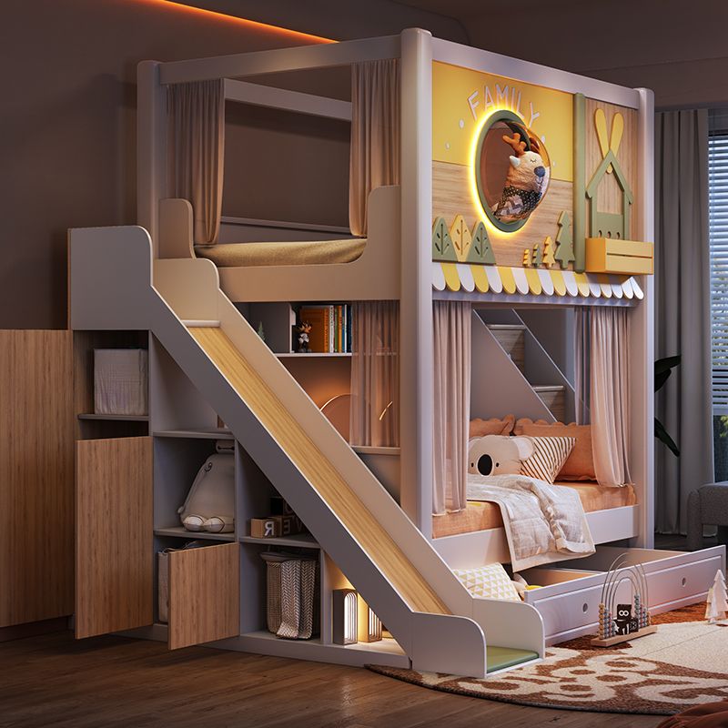 Nowoczesne łóżko piętrowe dla  – Bunk Bed With Stairs And Slide recenzja i cena