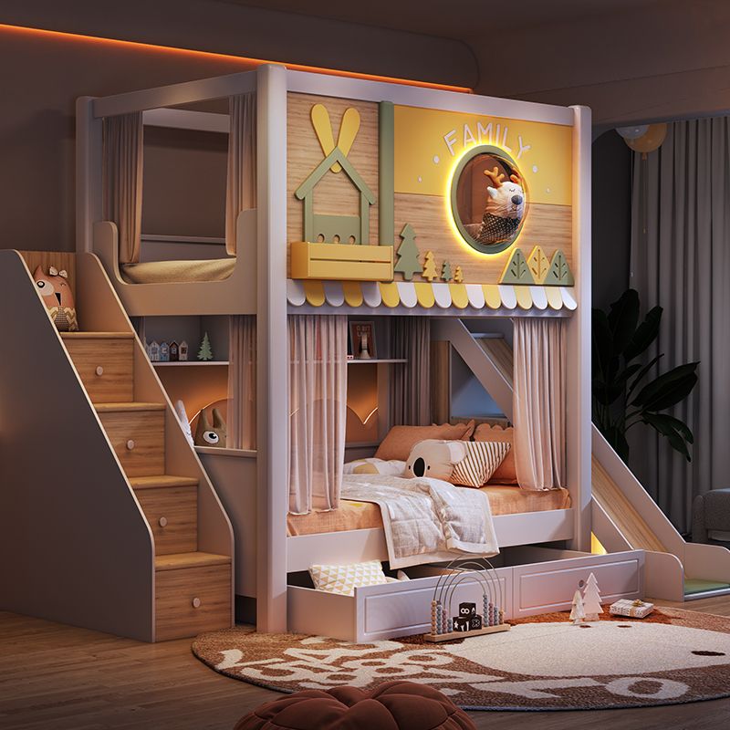 Nowoczesne łóżko piętrowe dla  – Bunk Bed With Stairs And Slide recenzja i cena