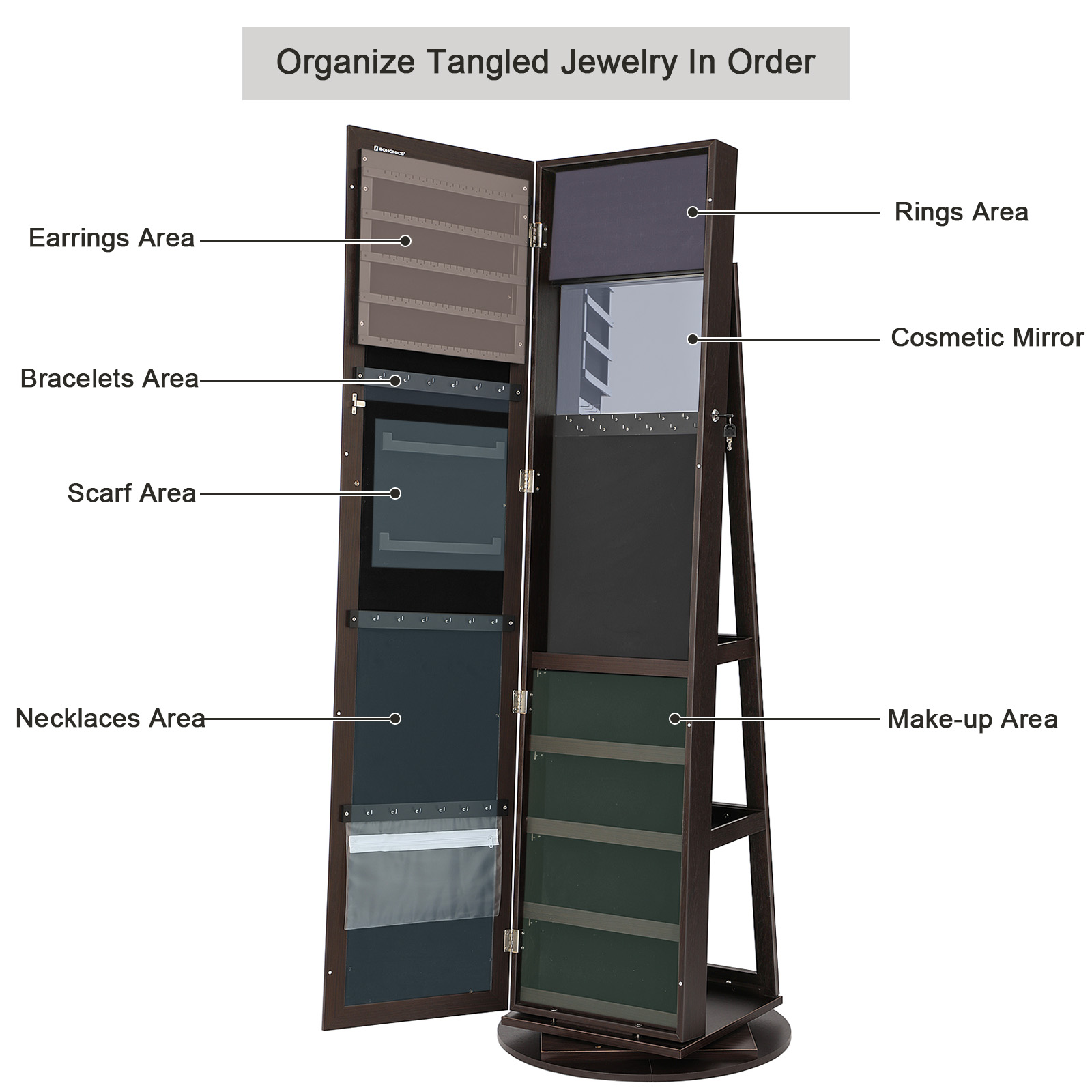 Zamykana na klucz szafka na bi – Full Length Mirror Jewelry Armoire recenzja i cena