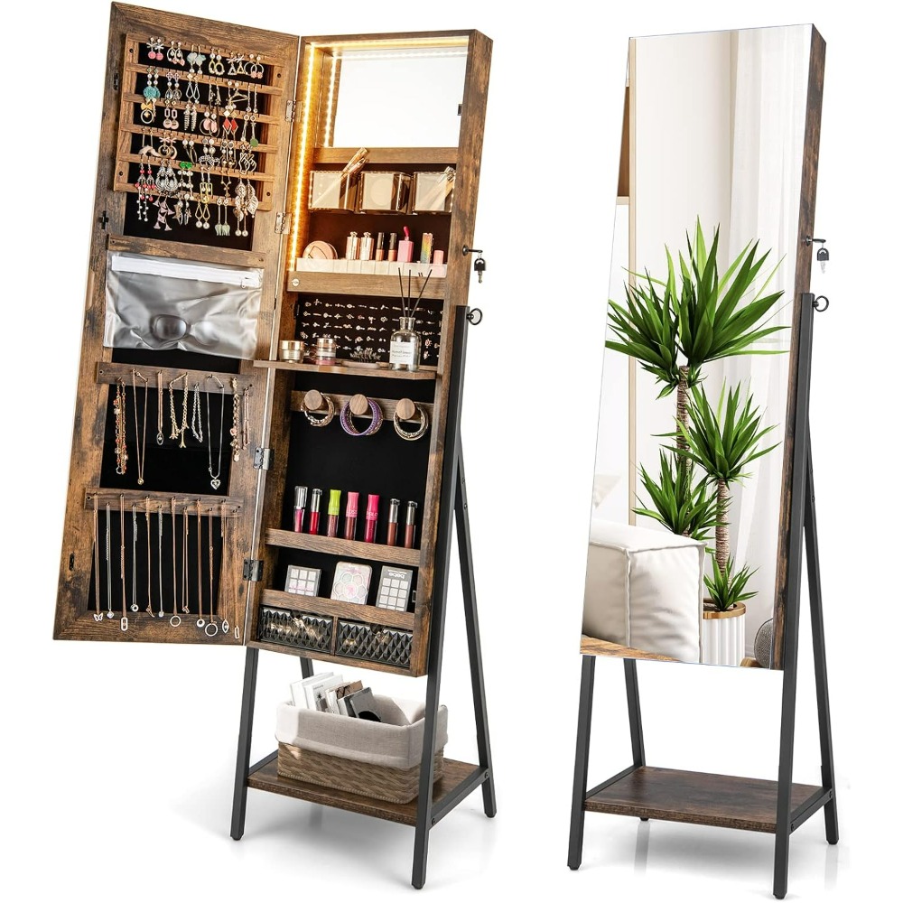CHARMAID Stojąca szafka na biż – Full Length Mirror Jewelry Armoire recenzja i cena