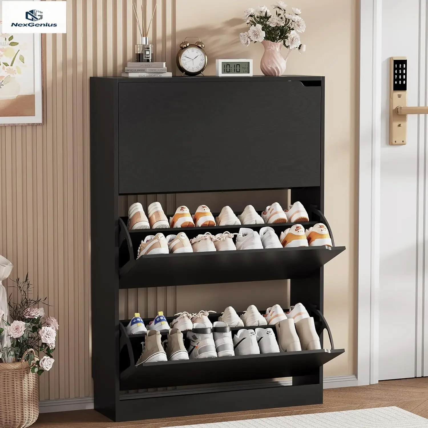 Szafka na buty, drewniany orga – Shoe Rack Cabinet Narrow Entryway recenzja i cena