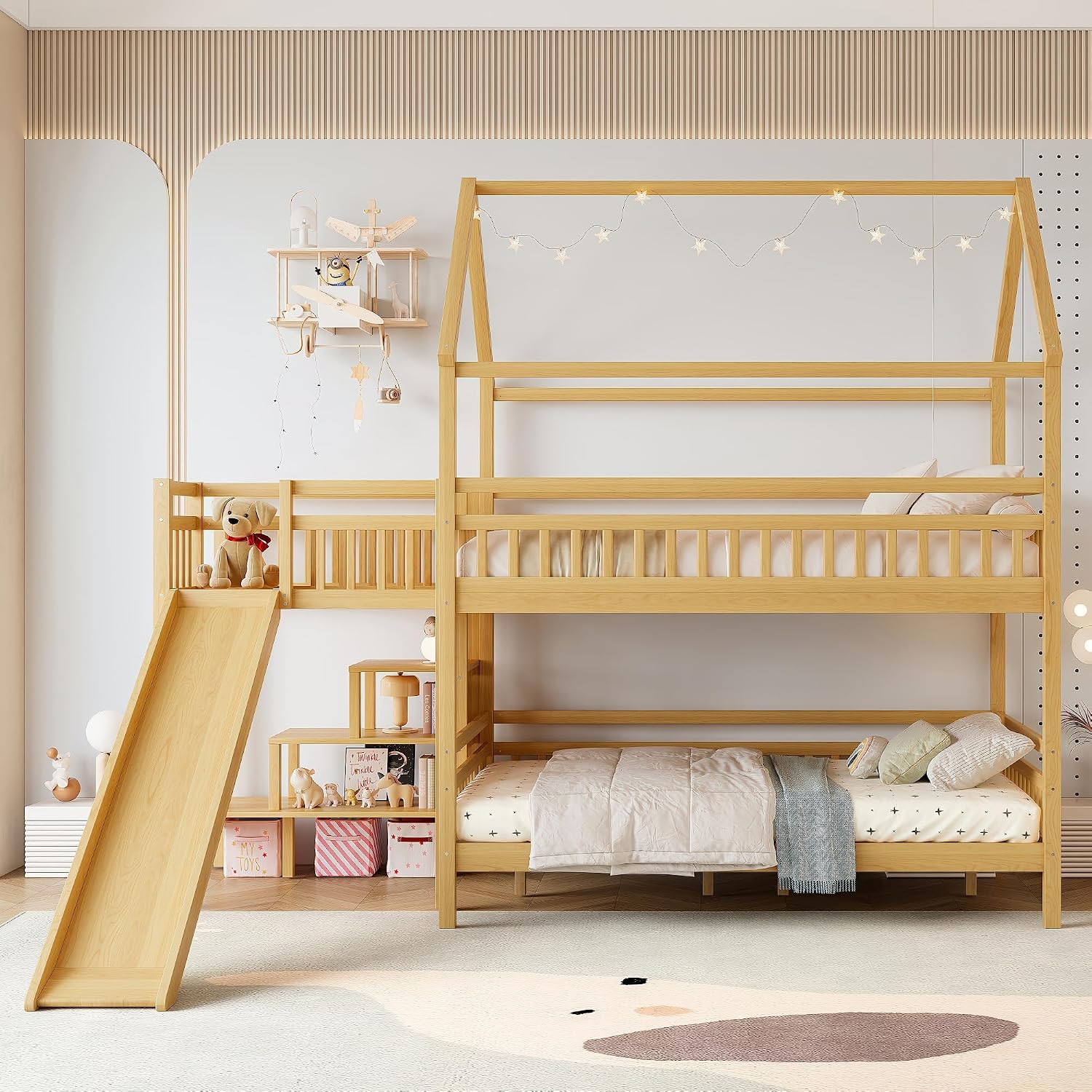 Łóżko piętrowe Full over Full  – Bunk Bed With Stairs And Slide recenzja i cena