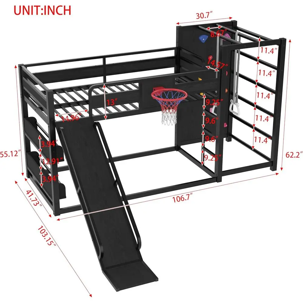 Metalowa łóżko piętrowe z kosz – Bunk Bed With Stairs And Slide recenzja i cena