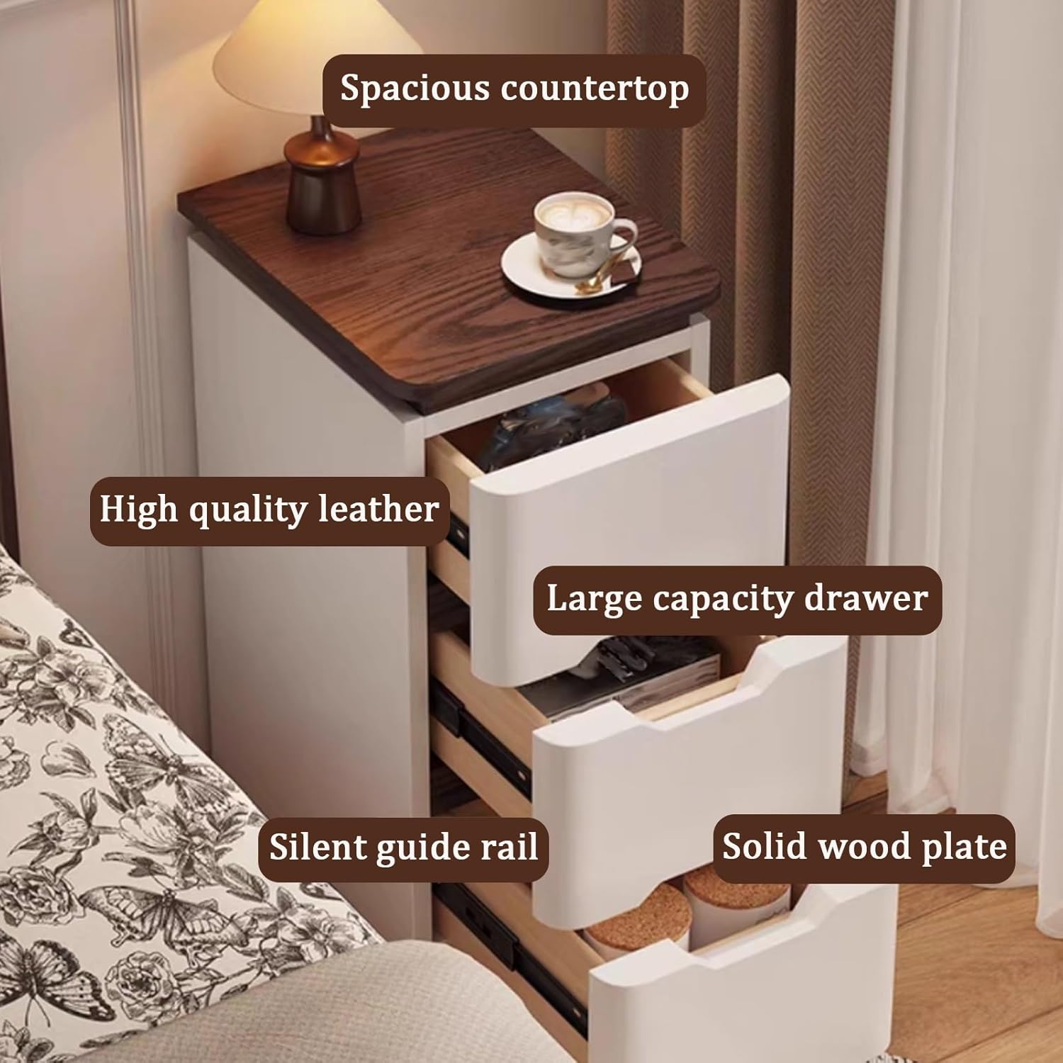 Stoliki nocne do sypialni, sza – Solid Wood Nightstand 2 Drawers recenzja i cena